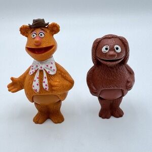 Rare Muppet Show Action Figures 1977/1978 Rowlf Dog & Fozzie Bear Jim Henson EUC